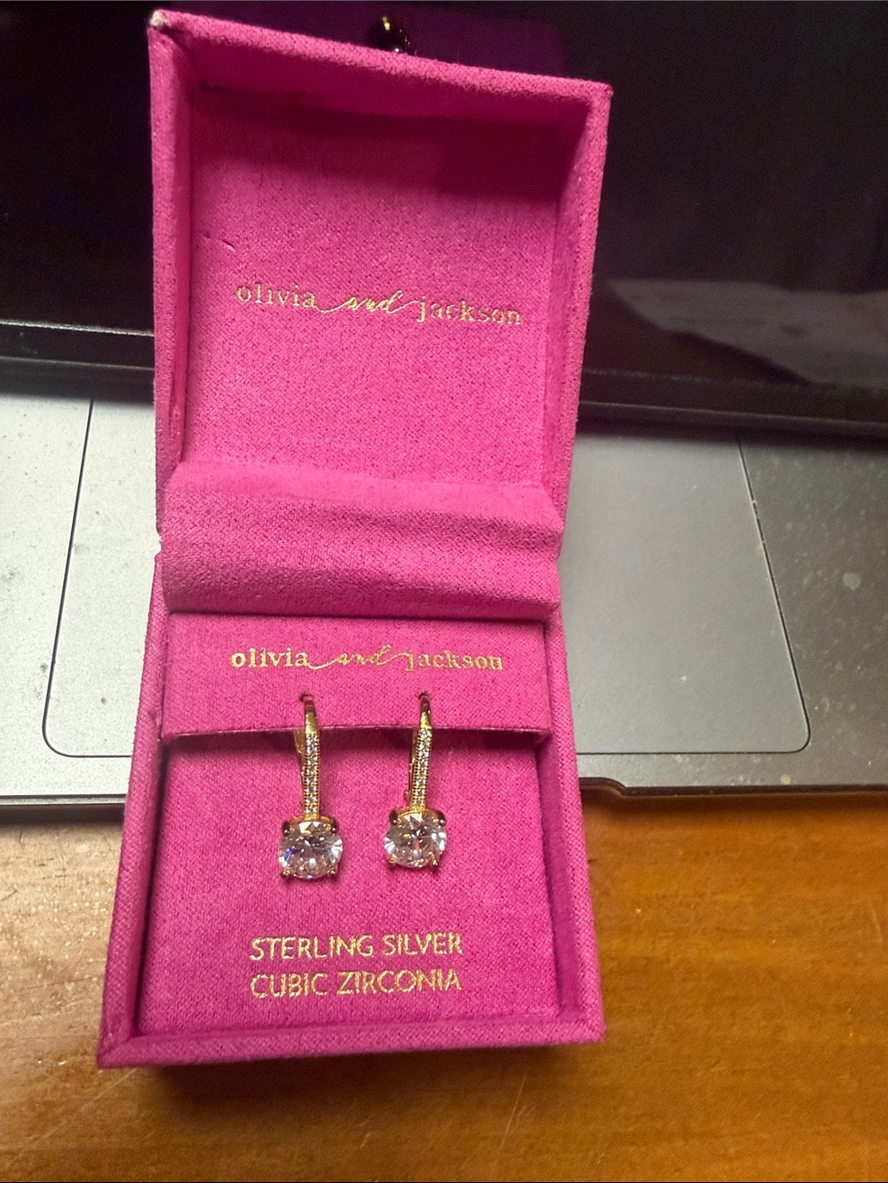 Olivia + Joy Rose Gold Tone Pink Crystal Drop Earrings